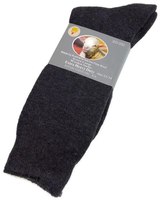 1 Pair Merino Wool Blend Woolen Work Socks Hiking Heavy Duty Warm Winter Thermal