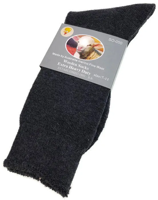 1 Pair Merino Wool Blend Woolen Work Socks Hiking Heavy Duty Warm Winter Thermal