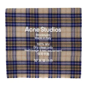 Acne Studios Beige and Blue Cassiar Tartan Scarf