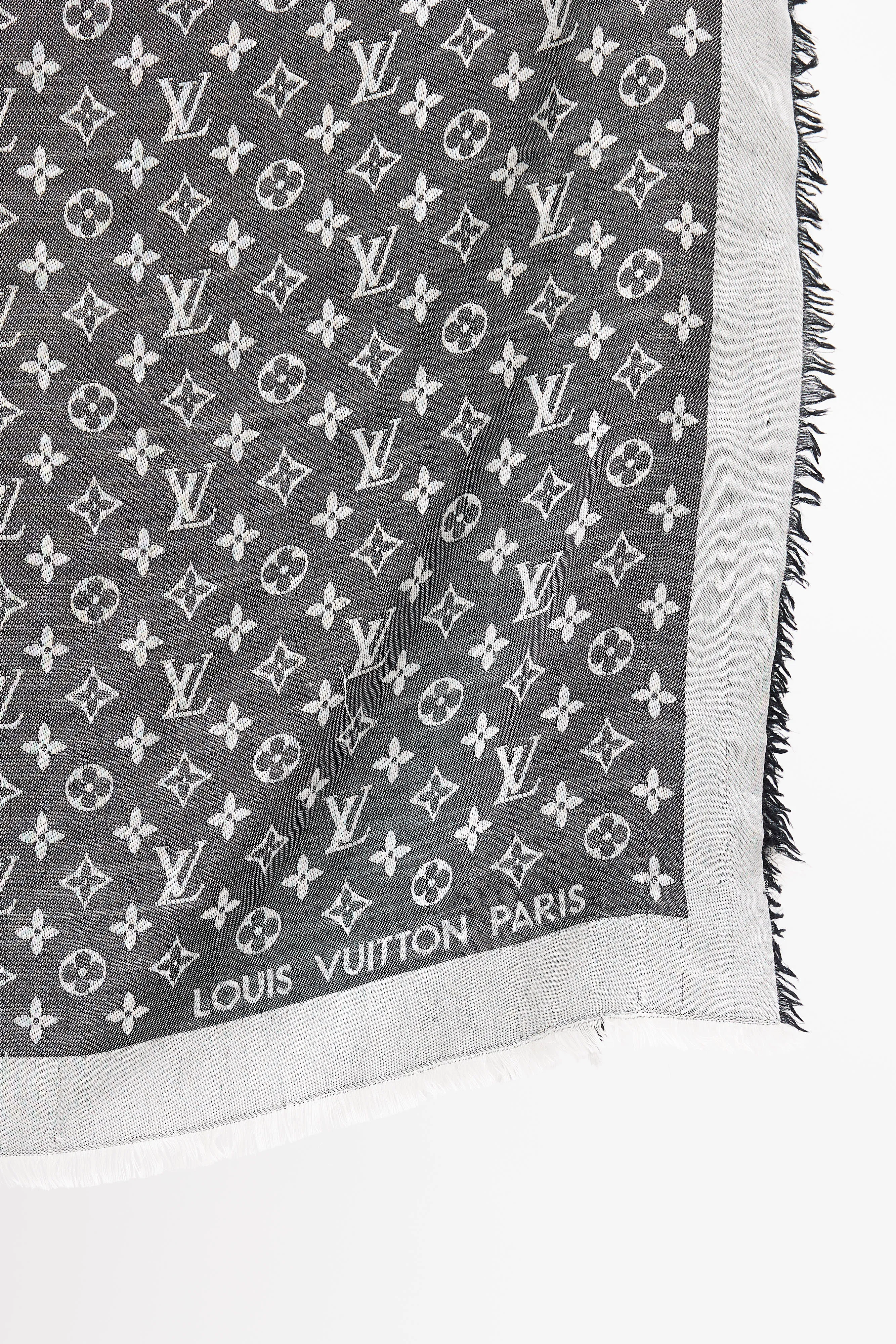 Black & Grey Monogram Chale Scarf