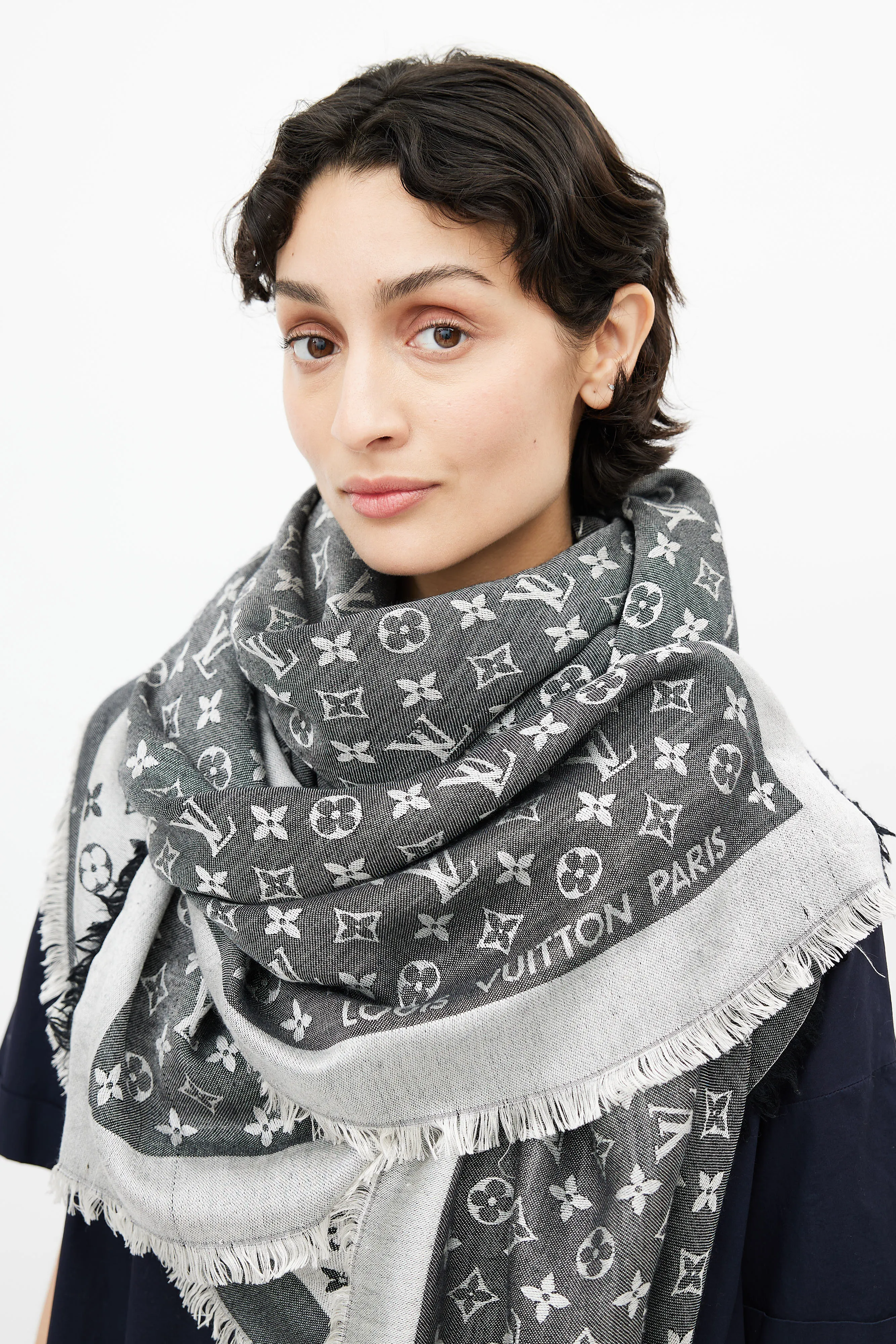 Black & Grey Monogram Chale Scarf