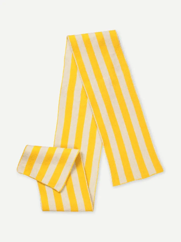 BRUSHED VERTICAL STRIPE SCARF POPPY & OATMEAL
