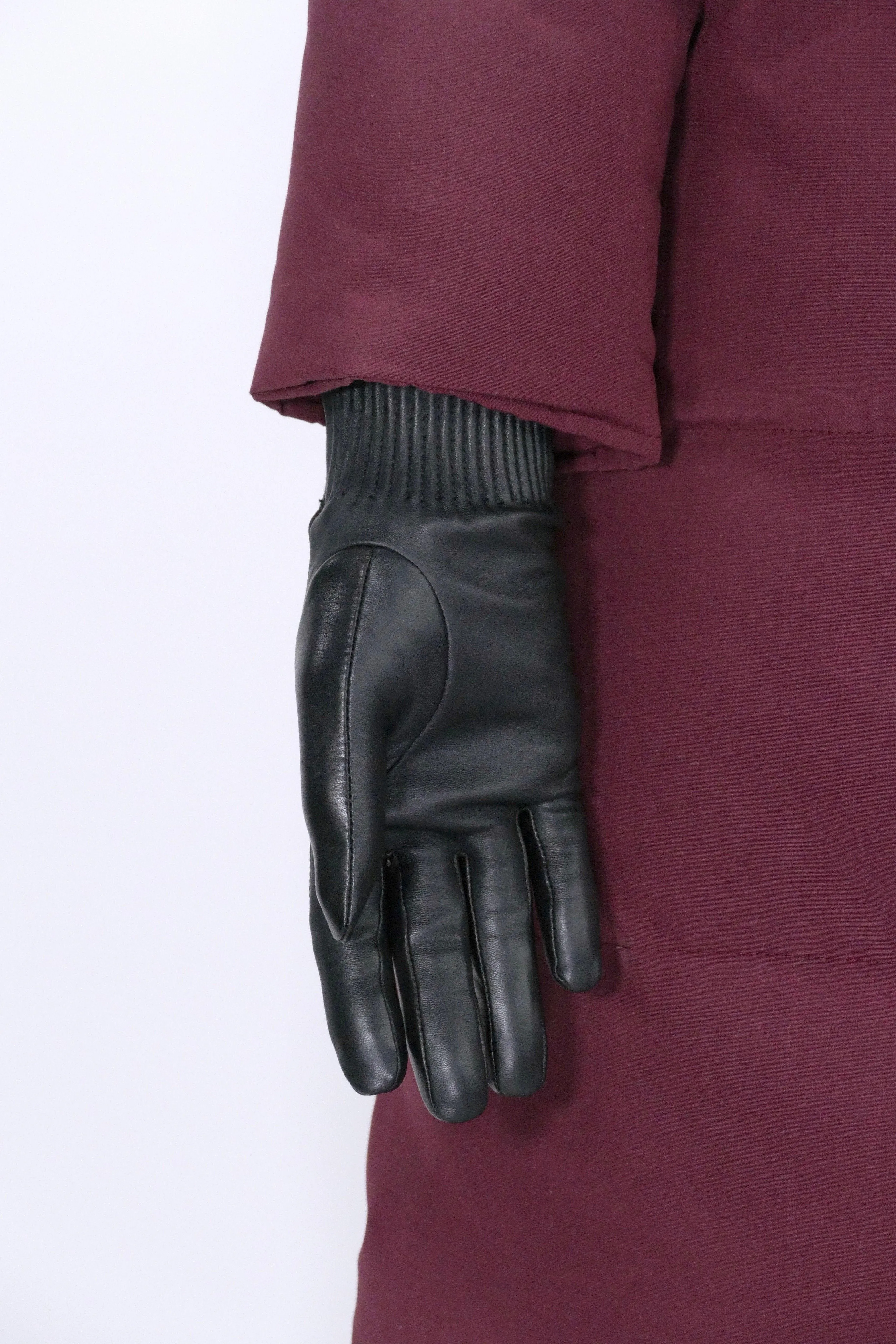 Canada Goose Womens Winter Accessories Gloves and Mitts Leather Rib Glove Black