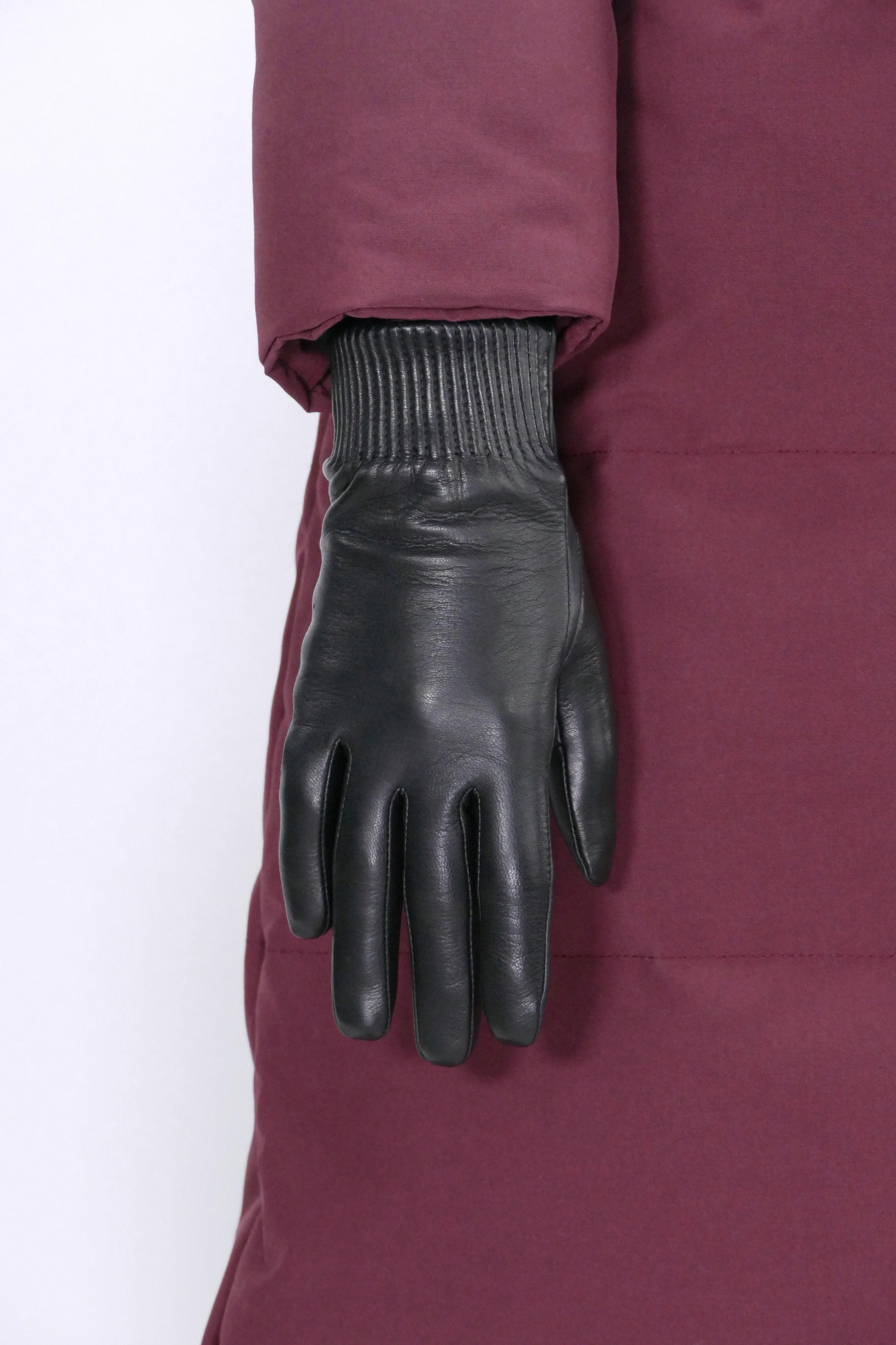 Canada Goose Womens Winter Accessories Gloves and Mitts Leather Rib Glove Black