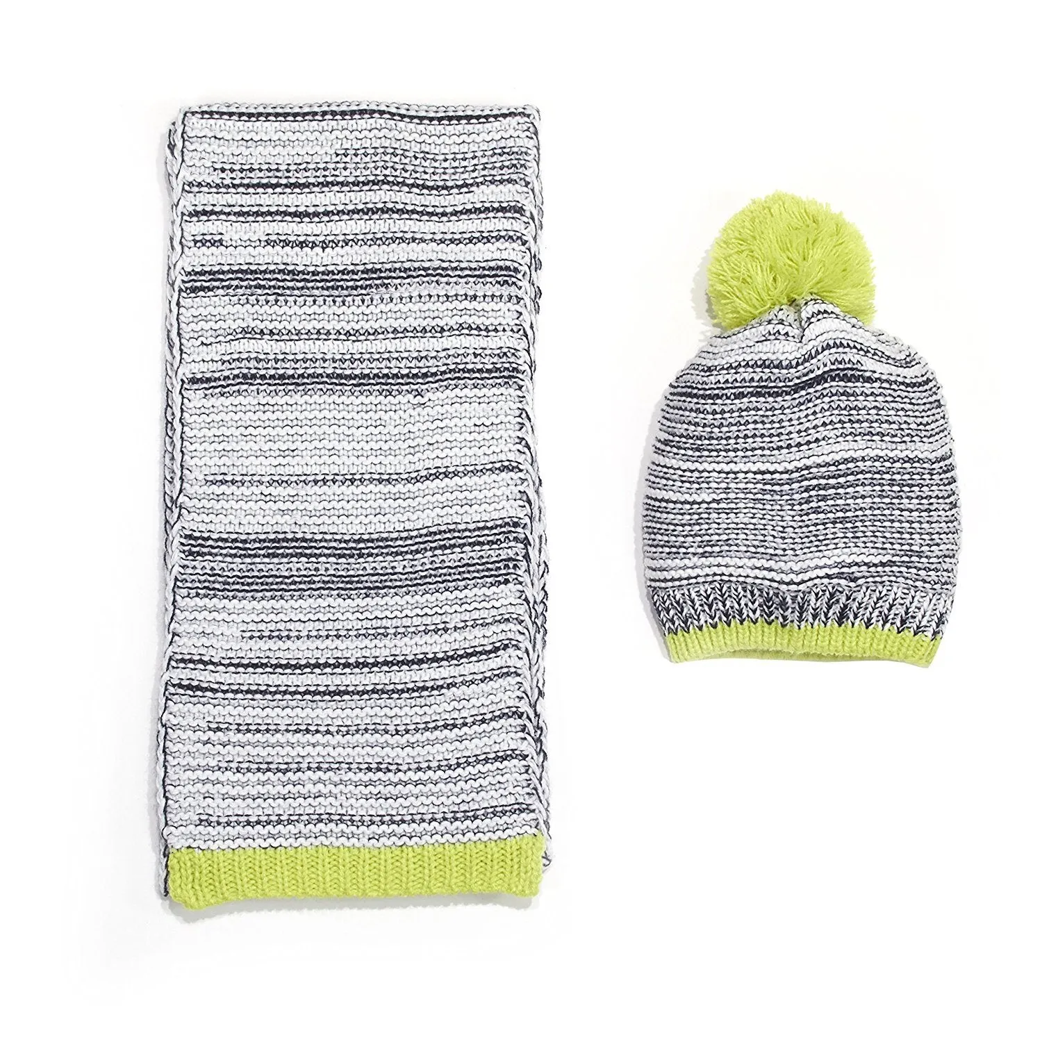 Chatties Marled Knit Beanie and Oblong Scarf Set