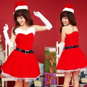 Christmas costumes women party dress with white gloves