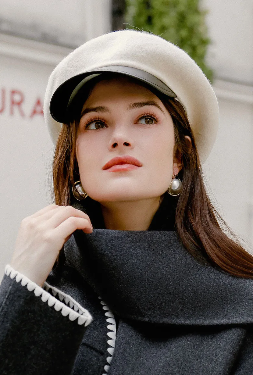 Classic Leather Brimmed Beret