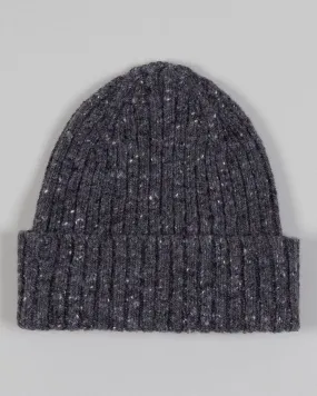 Drake's Donegal Ribbed Merino Beanie / Grey