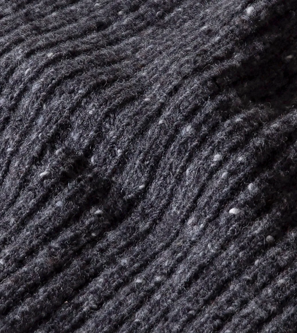 Drake's Donegal Ribbed Merino Beanie / Grey