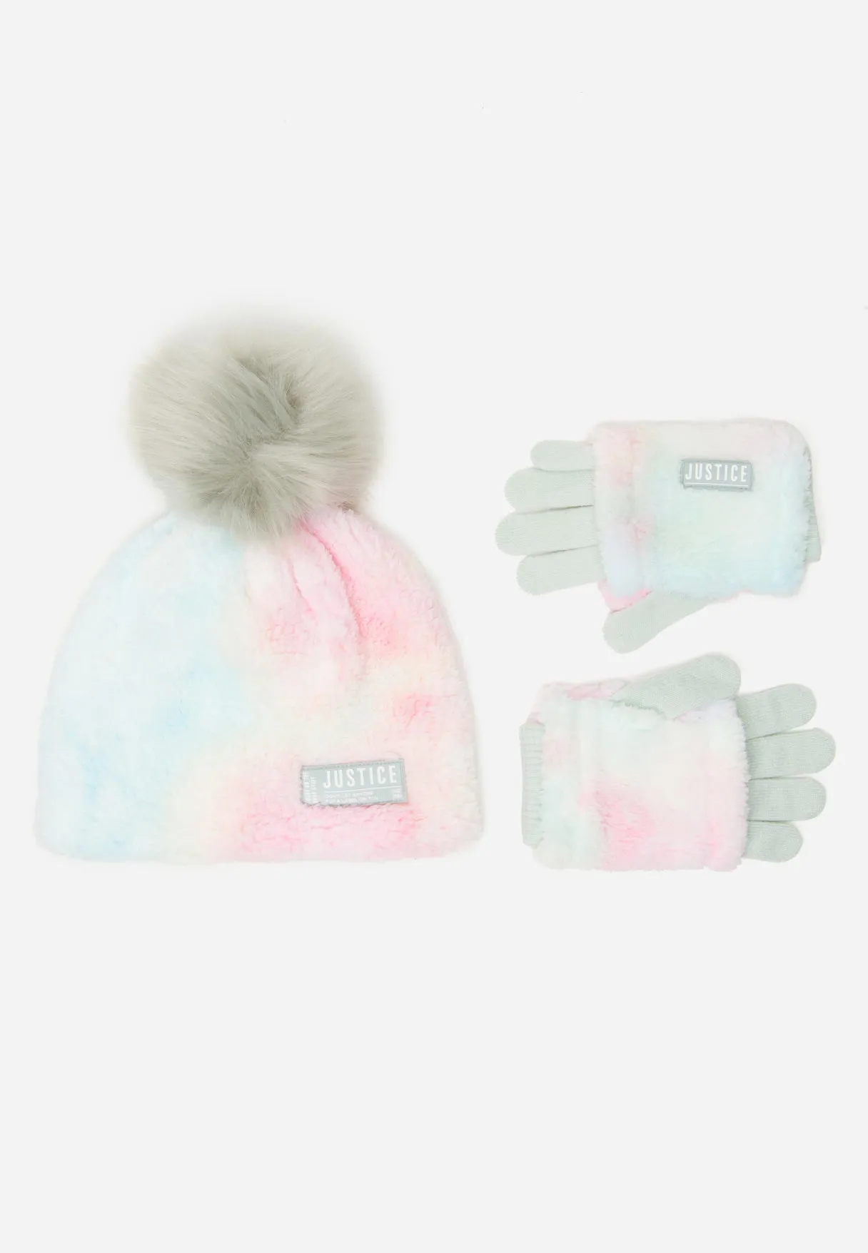 Faux Sherpa Pom-Pom Beanie Hat & Gloves