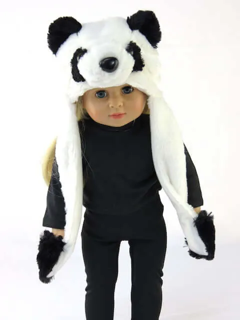 Fuzzy Panda Hat for 18" Dolls