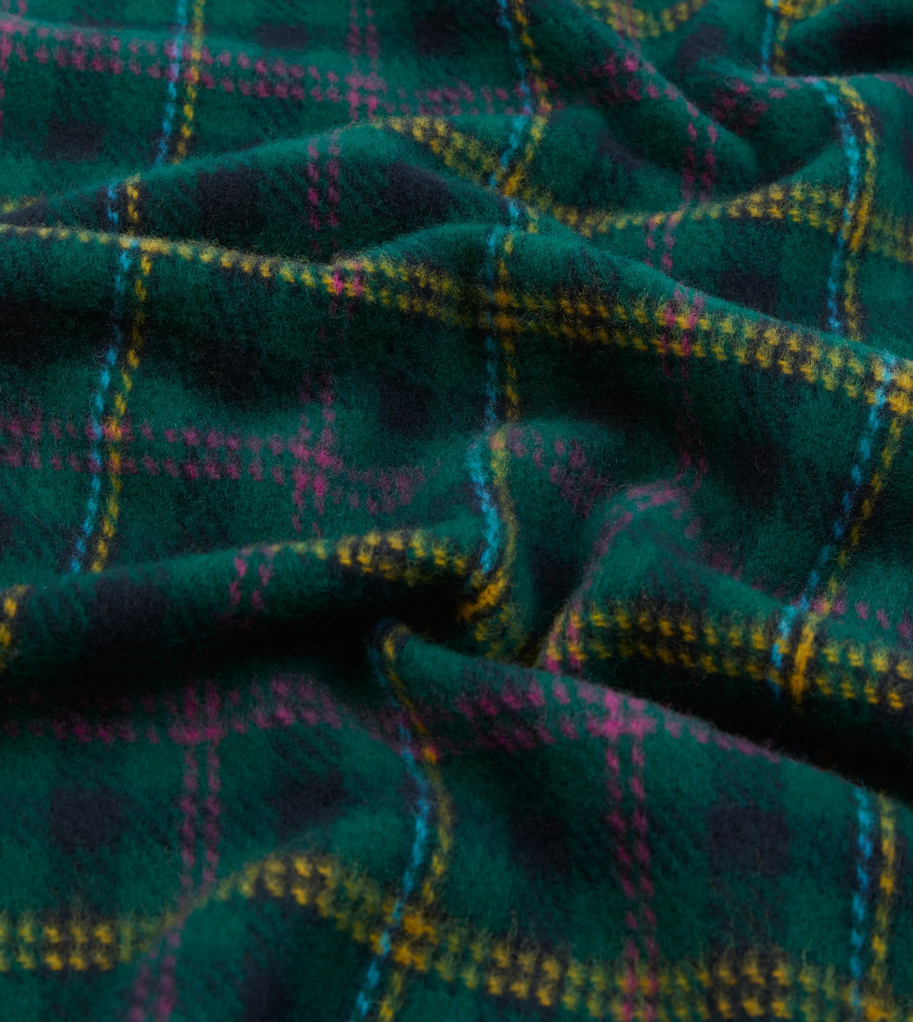 Green Tartan Check Wool Scarf