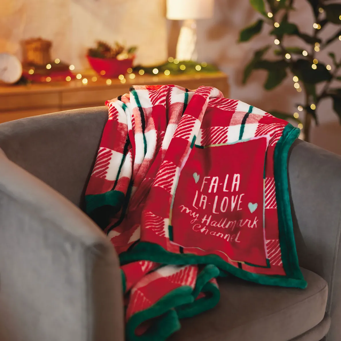 Hallmark Channel Fa-La-La-Love Plaid Blanket, 50x60