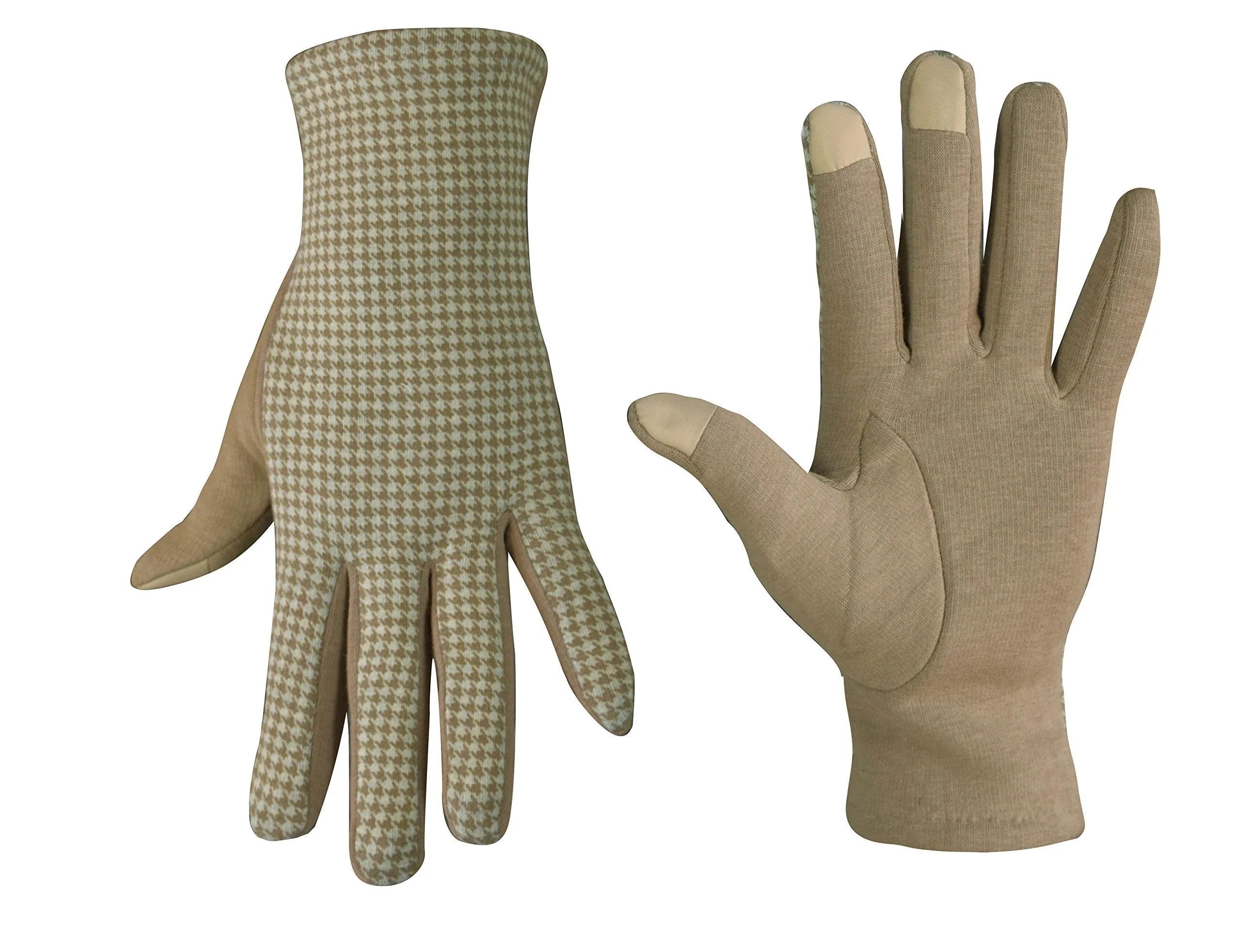 Houndstooth fleece lined smart phone compatible gloves