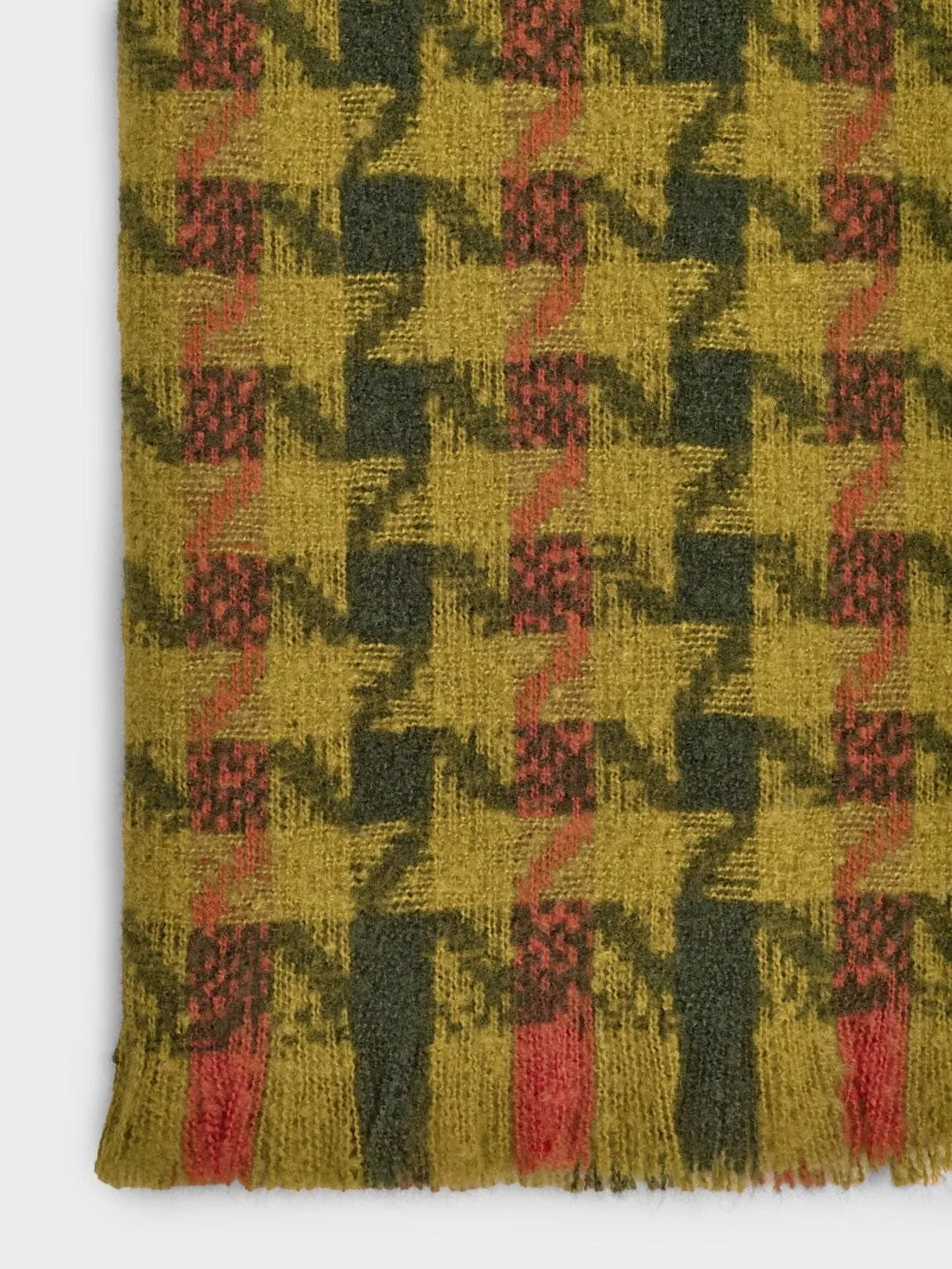 Nice Things Tricolour Herringbone Scarf Green