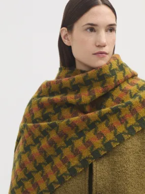 Nice Things Tricolour Herringbone Scarf Green