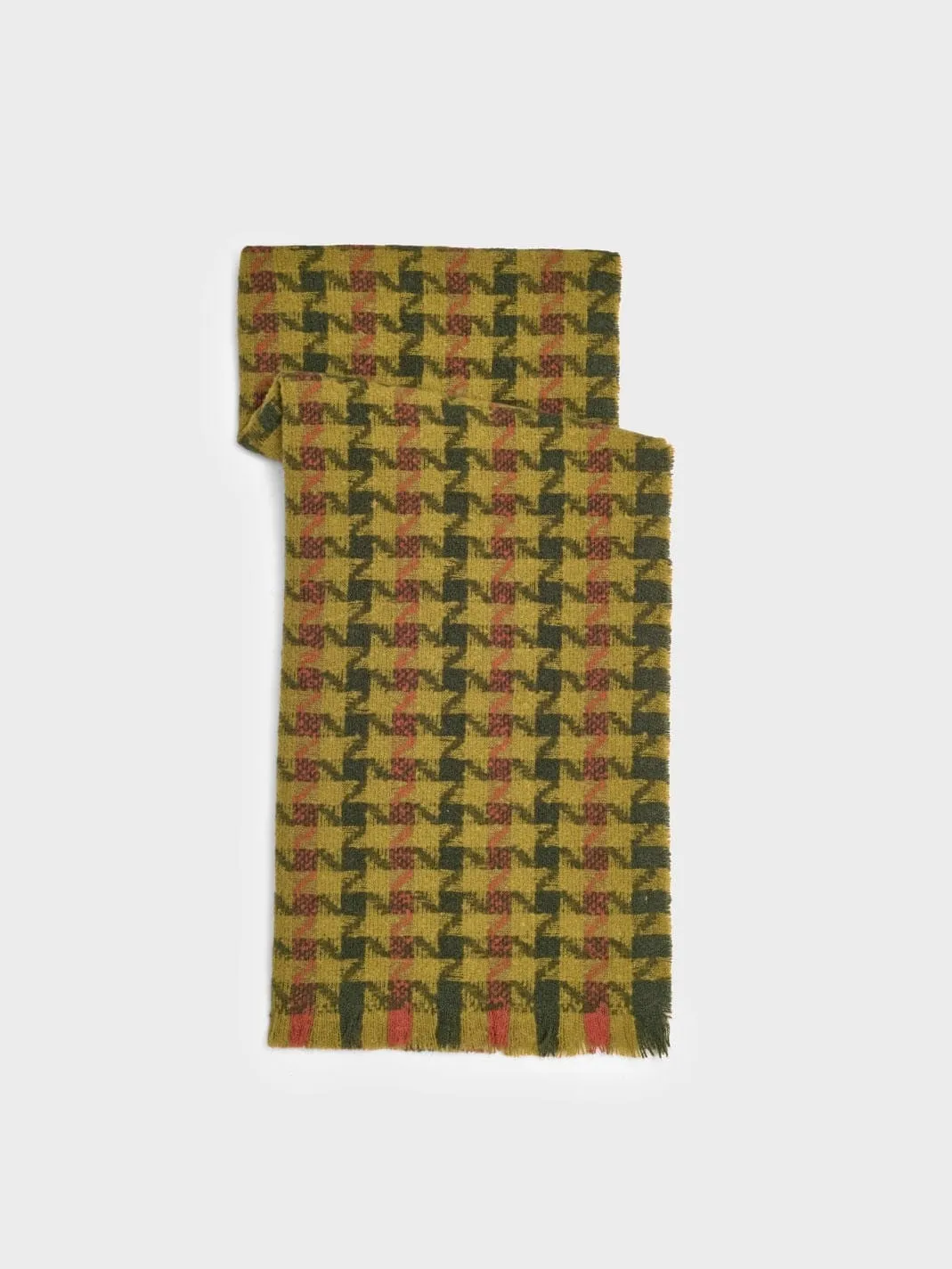 Nice Things Tricolour Herringbone Scarf Green