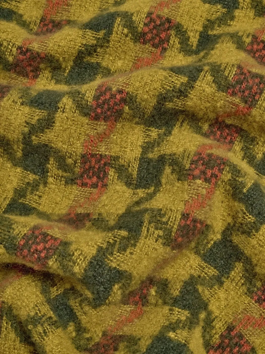 Nice Things Tricolour Herringbone Scarf Green