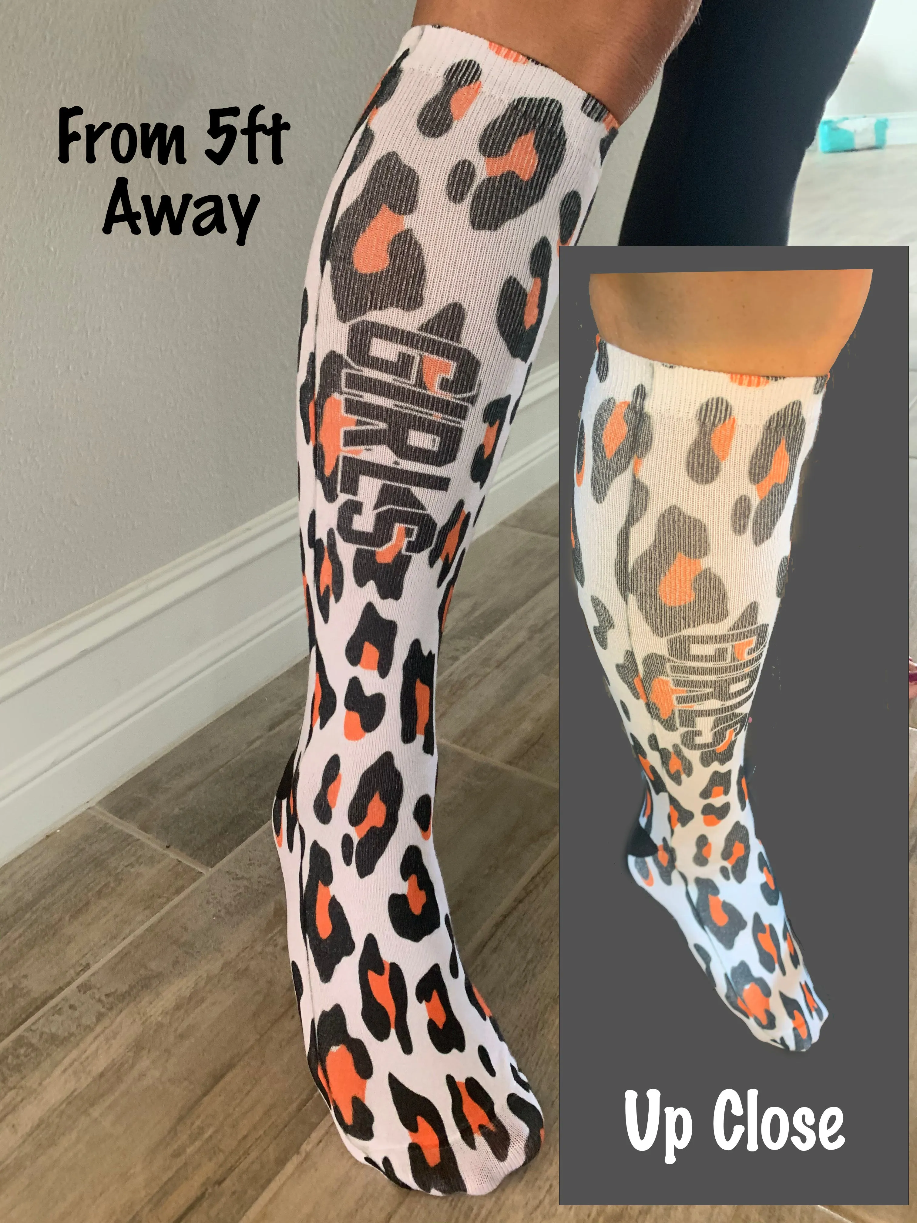 Personalized Softball Breast Cancer Awareness Ribbon Knee High Socks