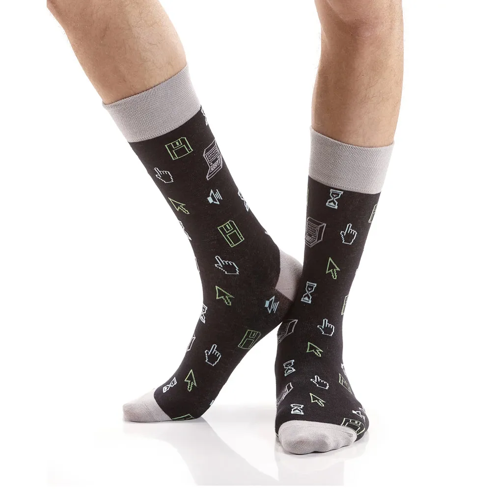 "PC Digital" Cotton Dress Crew Socks by YO Sox - Large