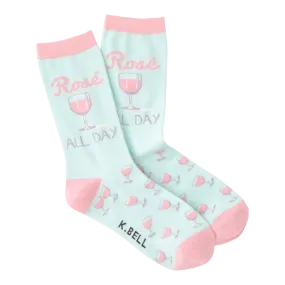 "Rosé All Day" Crew Socks by K Bell - Medium