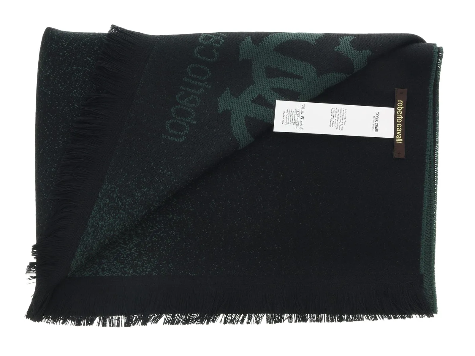 Roberto Cavalli ESZ055 04000 Green Wool Blend Ombre Mens Scarf