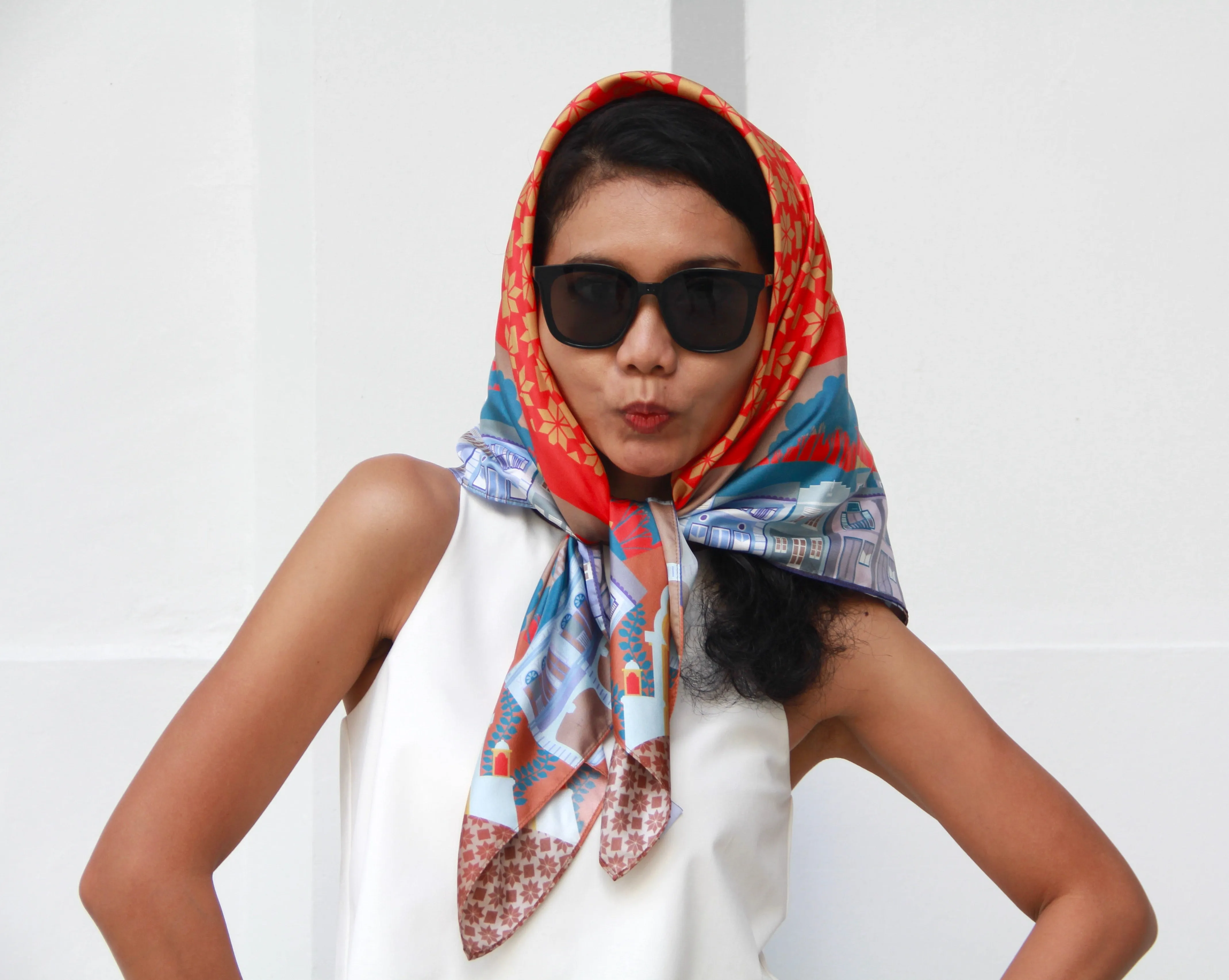 Shophouses at the Foothill Silk Scarf