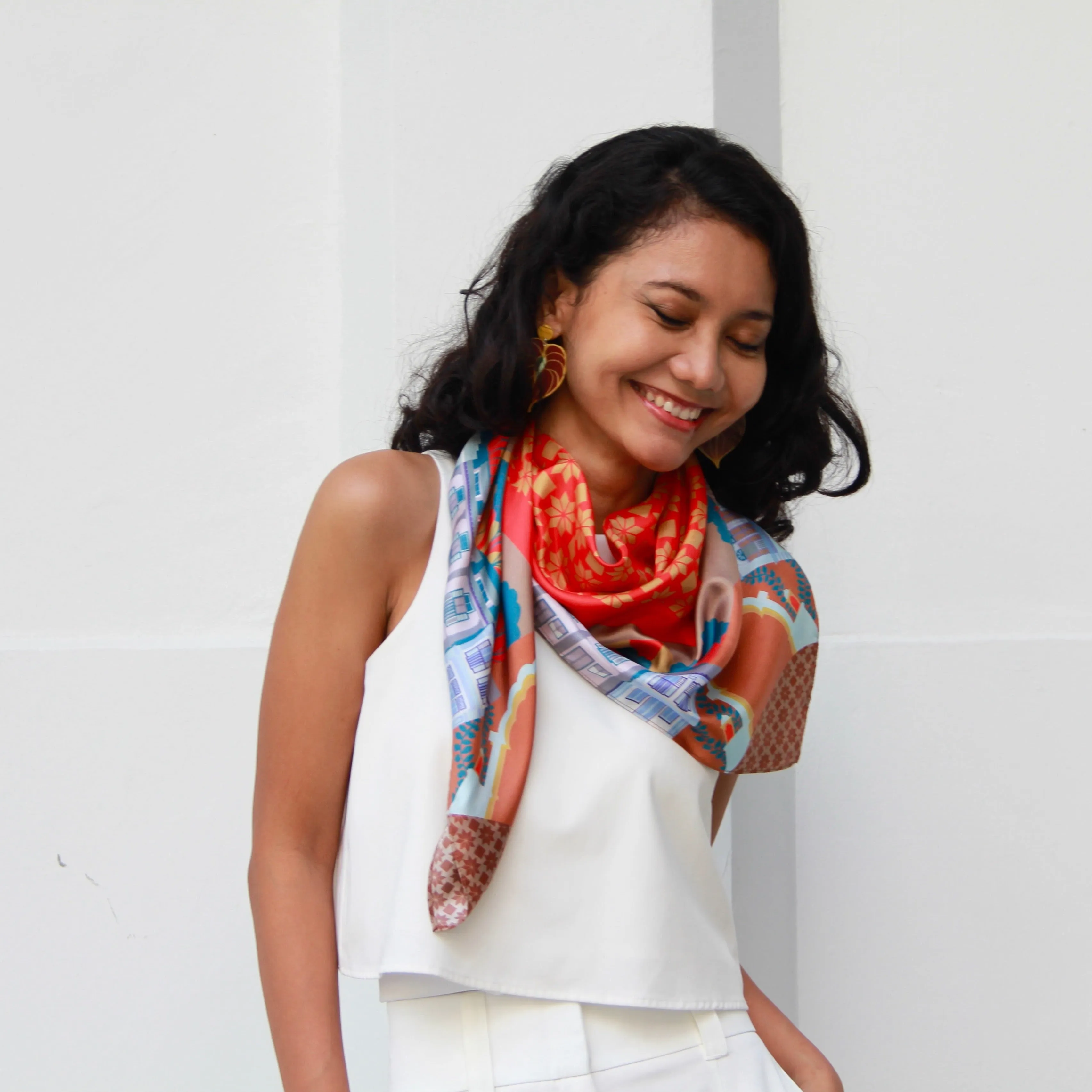 Shophouses at the Foothill Silk Scarf