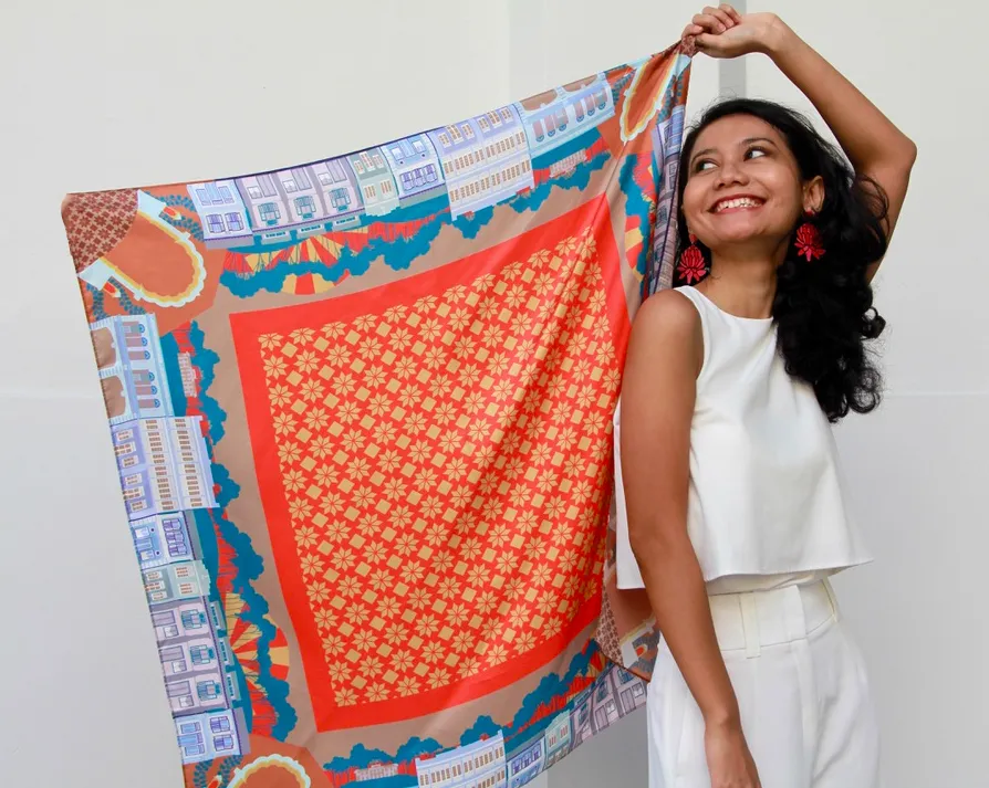 Shophouses at the Foothill Silk Scarf