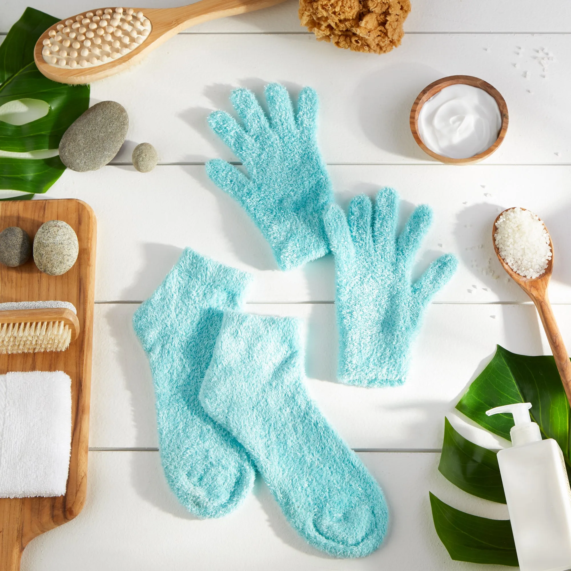 Spa Socks And Gloves Set - Aloe Infused - Teal