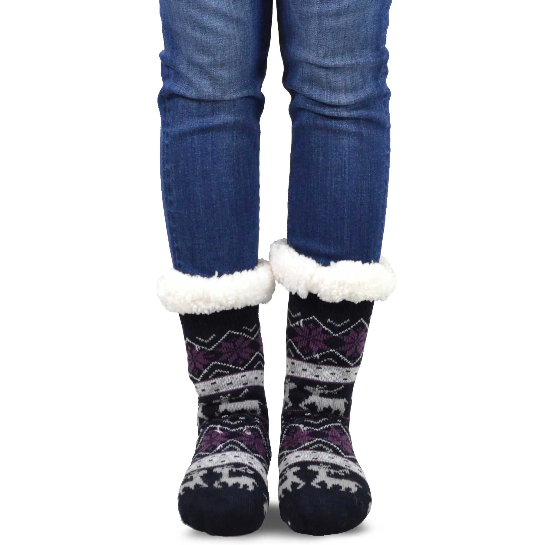 TeeHee Socks Women's Double Layered Polyester Crew Deer 3-Pack (11855)