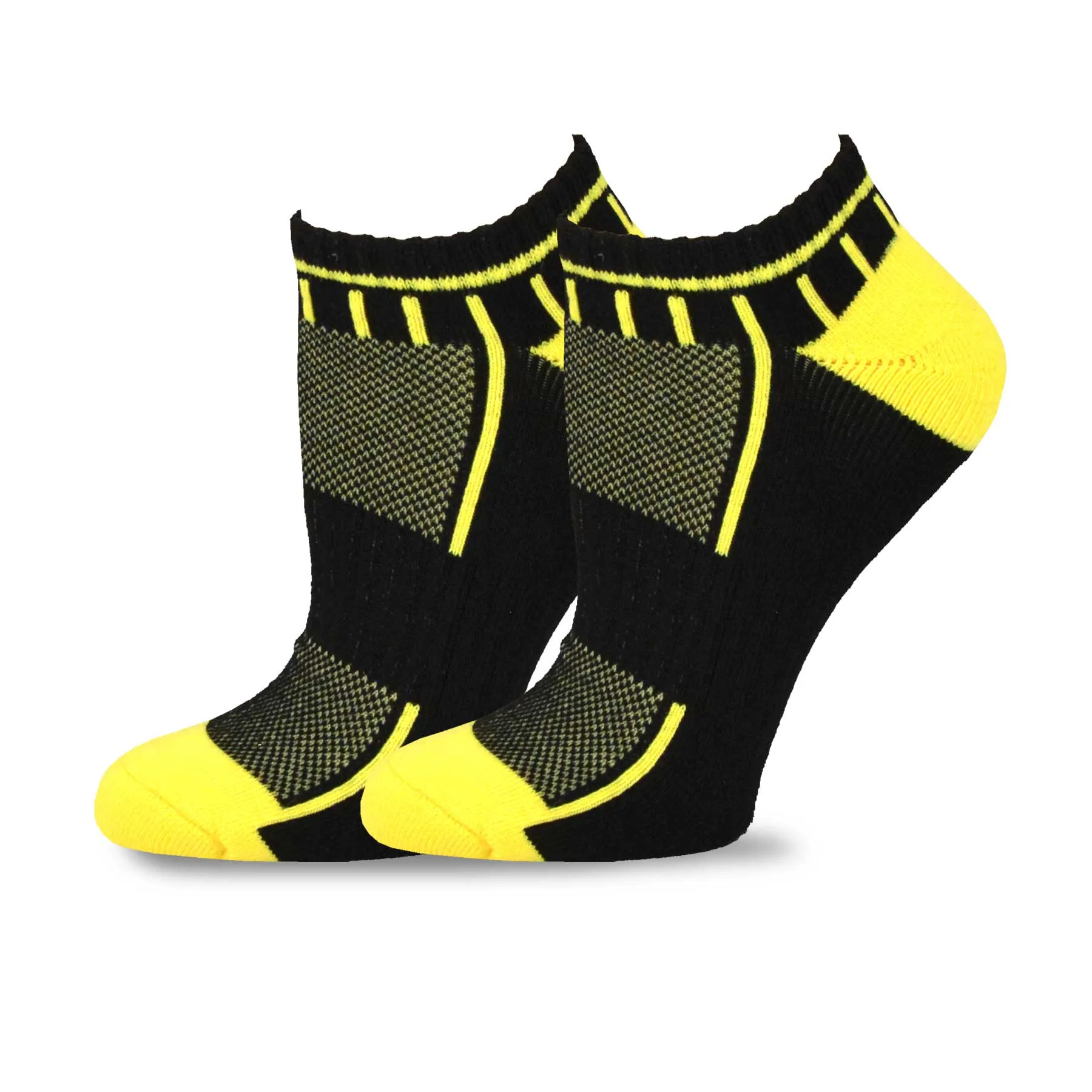 TeeHee Socks Women's Golf Polyester No Show Stripe and Mash Top 6-Pack (11892)