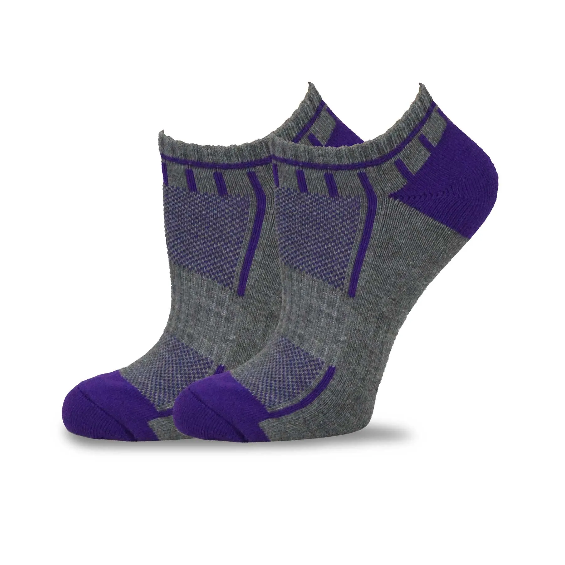 TeeHee Socks Women's Golf Polyester No Show Stripe and Mash Top 6-Pack (11892)