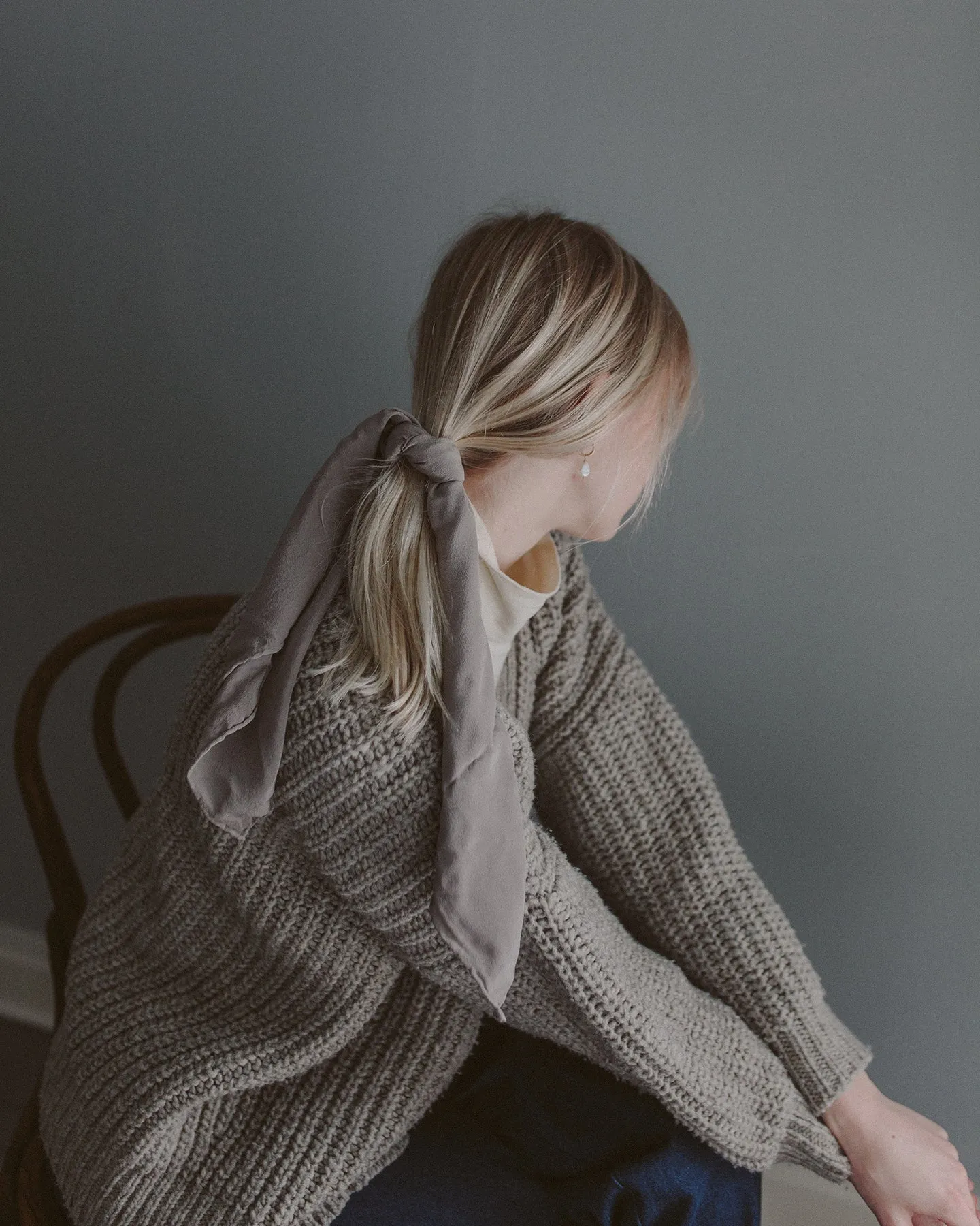 'The Scout' Washable Silk Scarf in Dove
