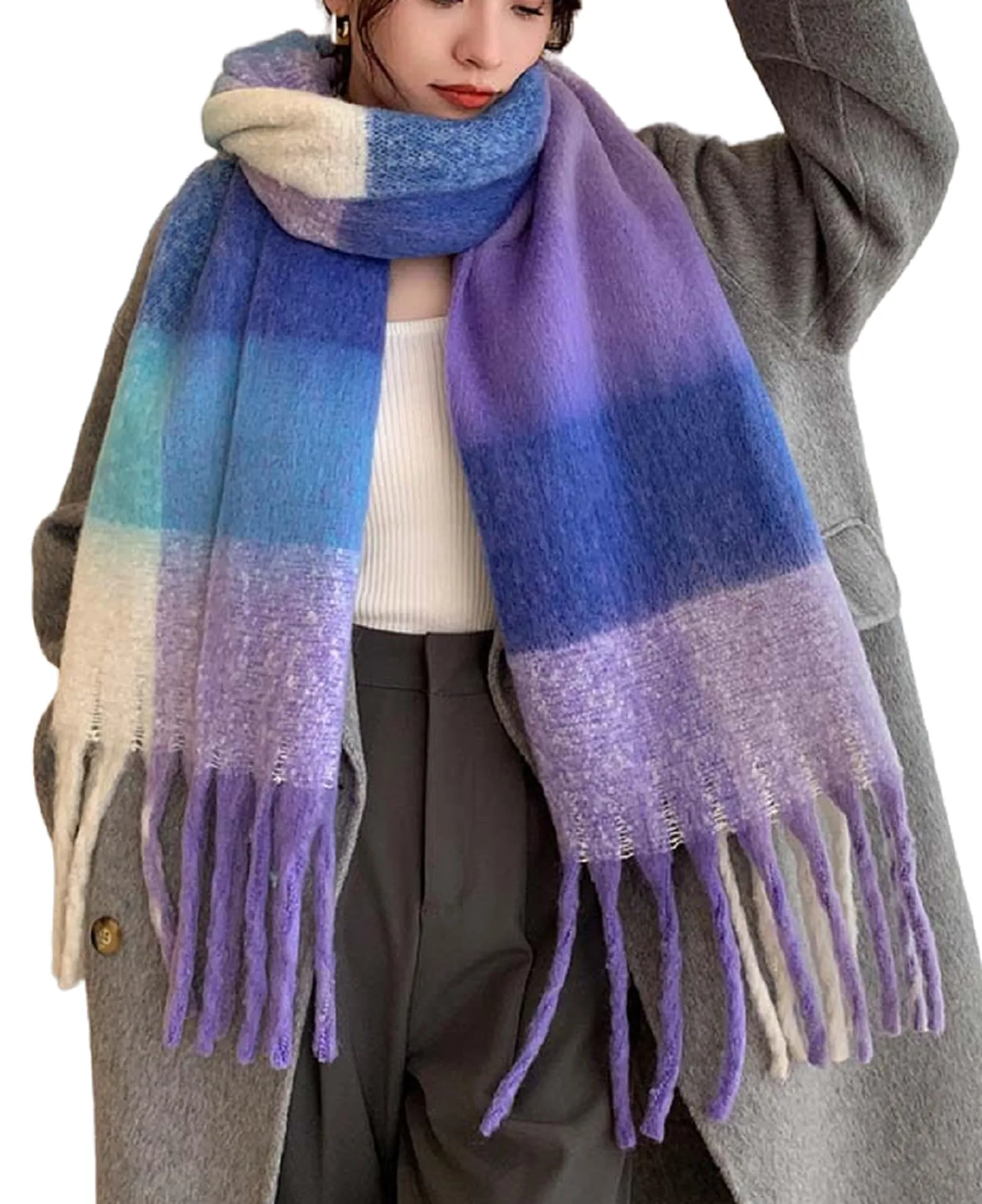 Wander Agio Winter Women Warm Scarf Long Shawl Large Scarves Cold Weather Thick Blanket Scarfs Colorful Plaid