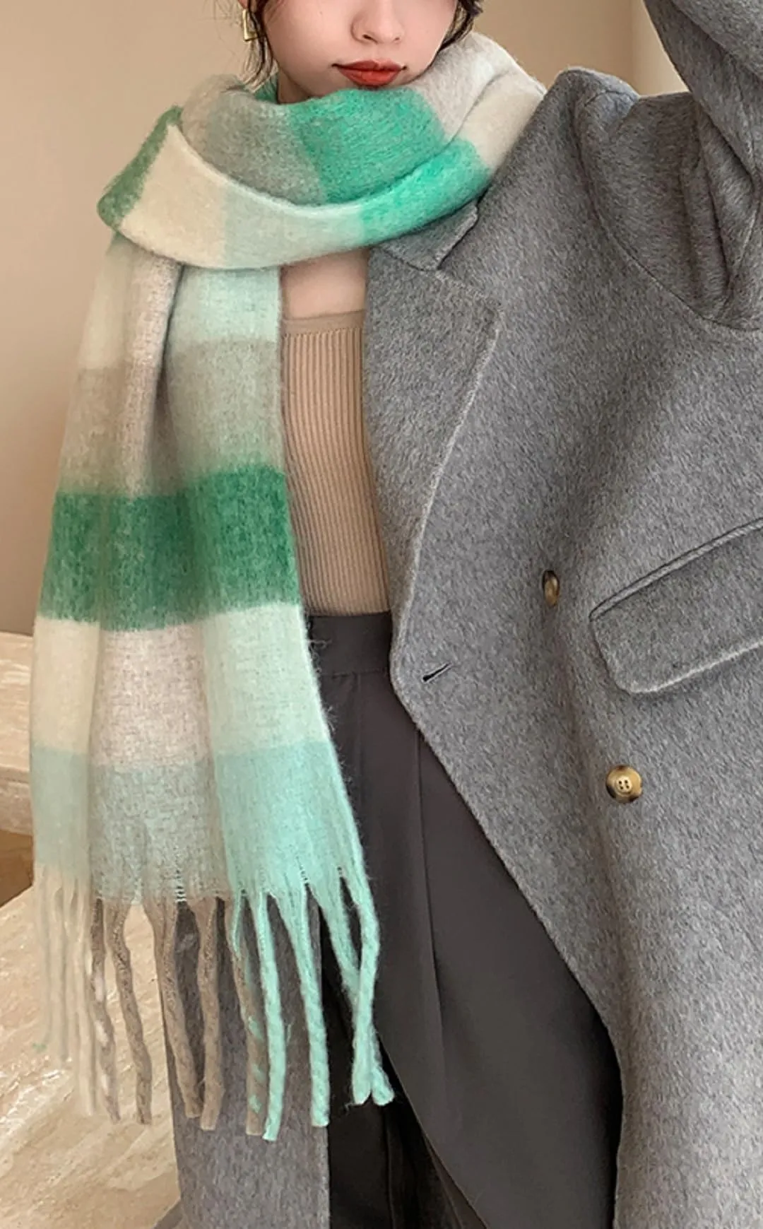 Wander Agio Winter Women Warm Scarf Long Shawl Large Scarves Cold Weather Thick Blanket Scarfs Colorful Plaid