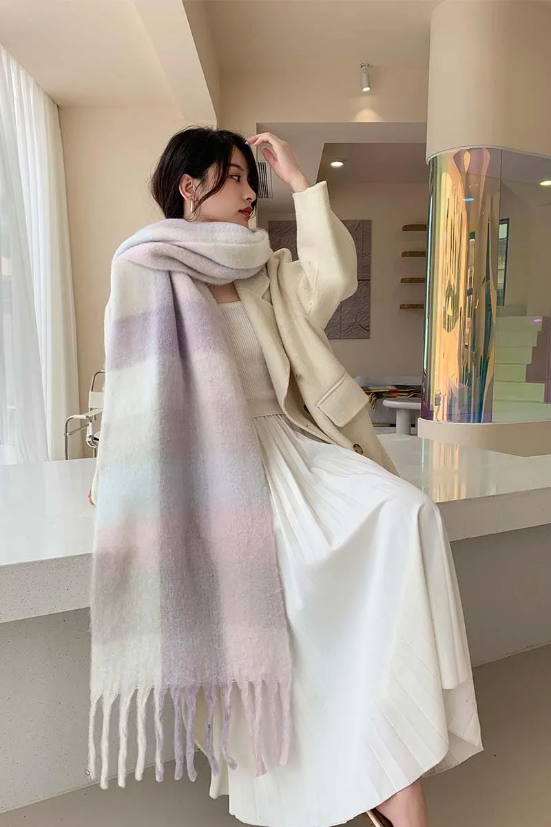 Wander Agio Winter Women Warm Scarf Long Shawl Large Scarves Cold Weather Thick Blanket Scarfs Colorful Plaid