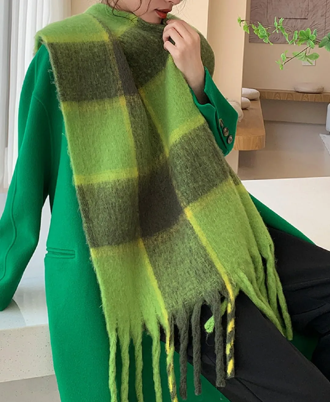 Wander Agio Winter Women Warm Scarf Long Shawl Large Scarves Cold Weather Thick Blanket Scarfs Colorful Plaid