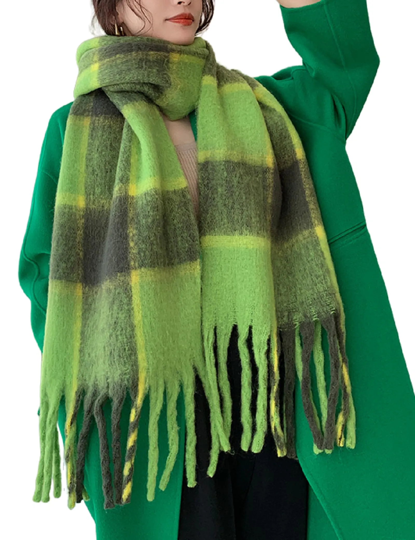 Wander Agio Winter Women Warm Scarf Long Shawl Large Scarves Cold Weather Thick Blanket Scarfs Colorful Plaid