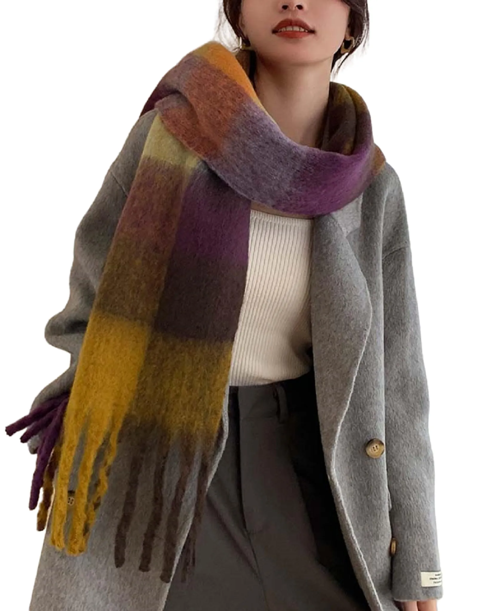 Wander Agio Winter Women Warm Scarf Long Shawl Large Scarves Cold Weather Thick Blanket Scarfs Colorful Plaid