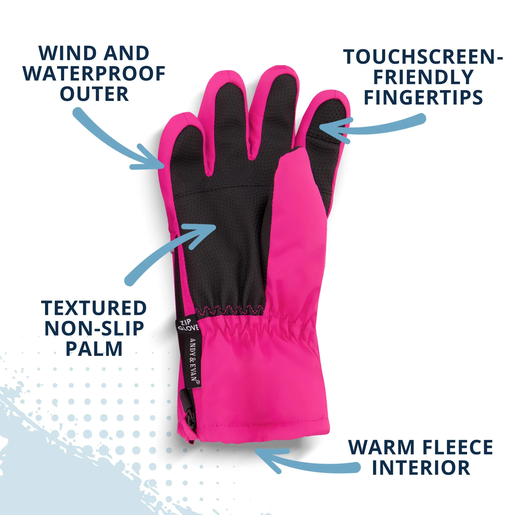 Winter & Ski Glove powered by ZIPGLOVE™ TECHNOLOGY | Hot Pink
