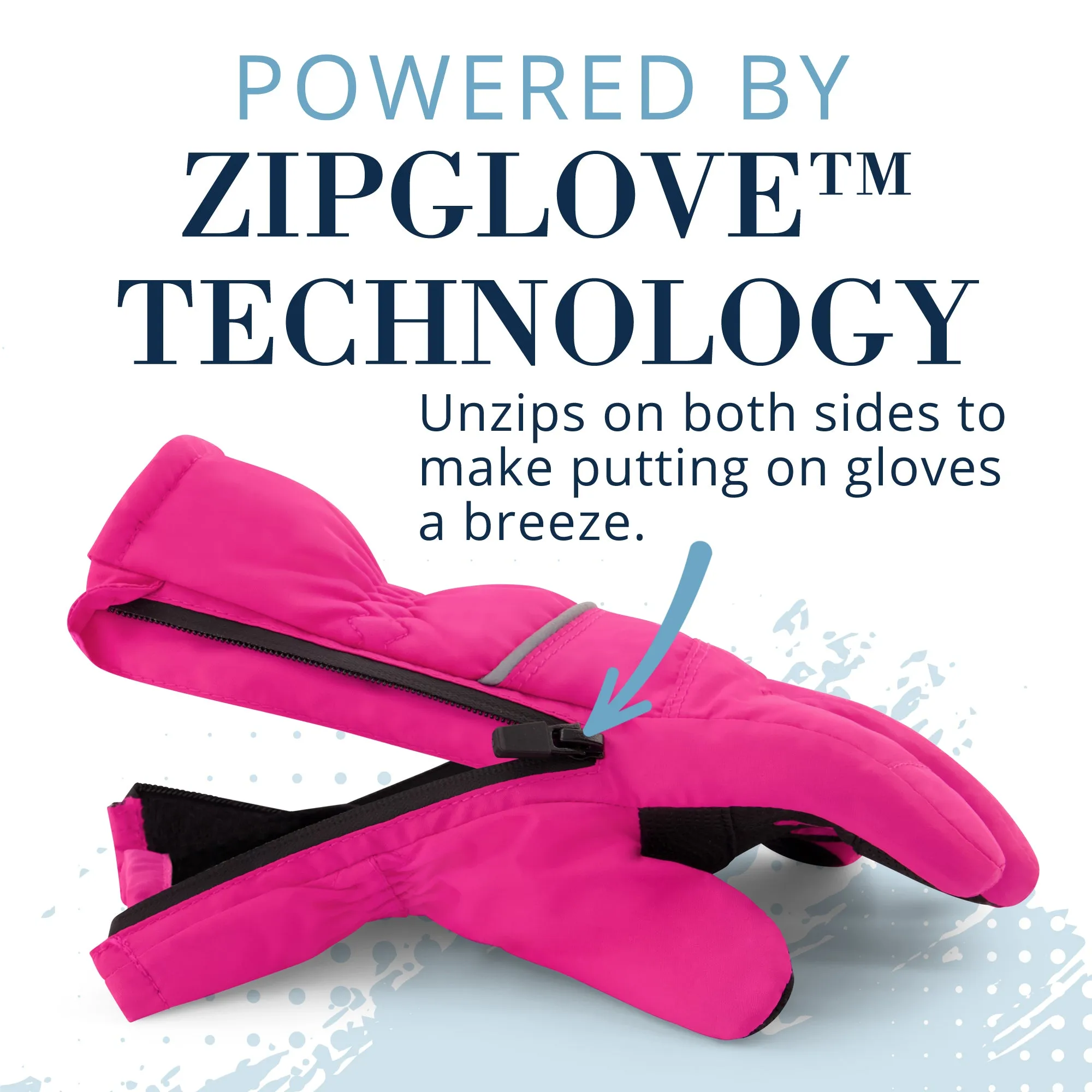 Winter & Ski Glove powered by ZIPGLOVE™ TECHNOLOGY | Hot Pink