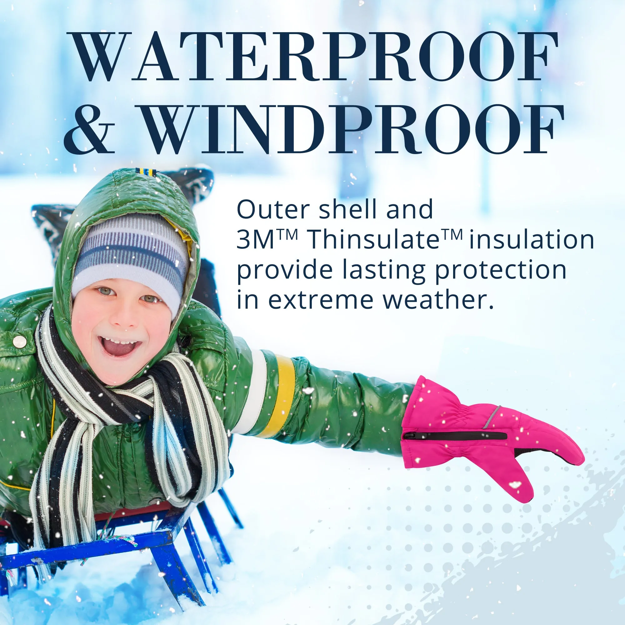 Winter & Ski Glove powered by ZIPGLOVE™ TECHNOLOGY | Hot Pink