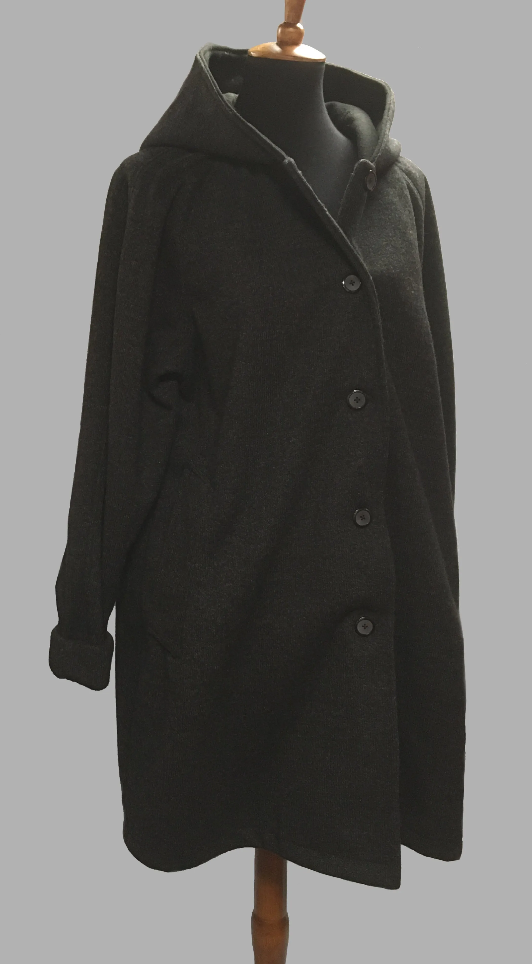 *Women's Charcoal Wool & Fleece Cold Weather Carcoat
