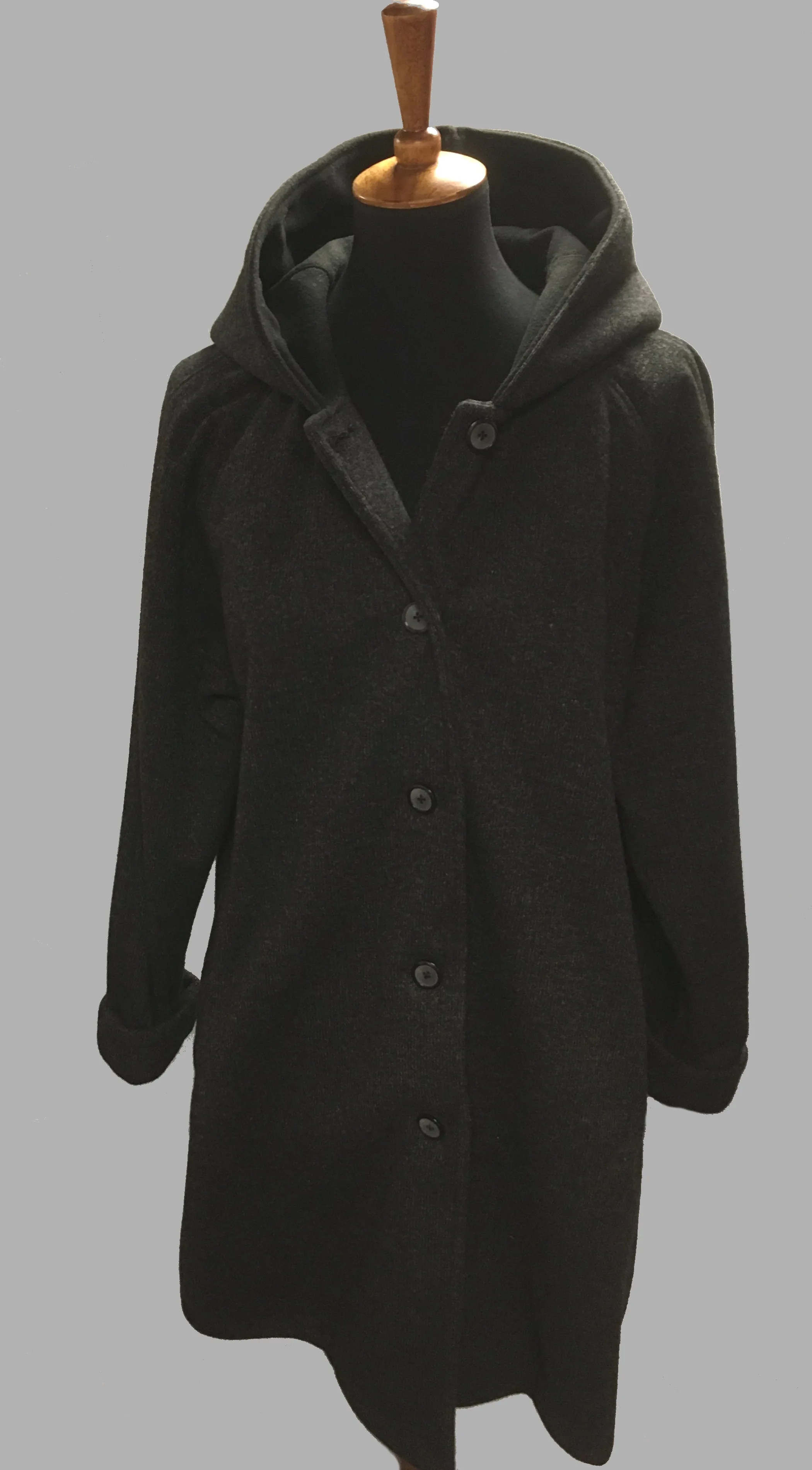 *Women's Charcoal Wool & Fleece Cold Weather Carcoat